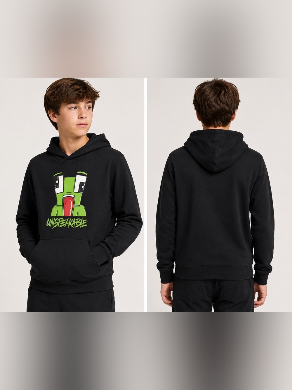 Unspeakable Youth Medium Black Graphic Gamer Hoodie YouTube Merch